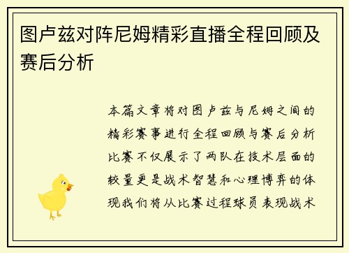 图卢兹对阵尼姆精彩直播全程回顾及赛后分析