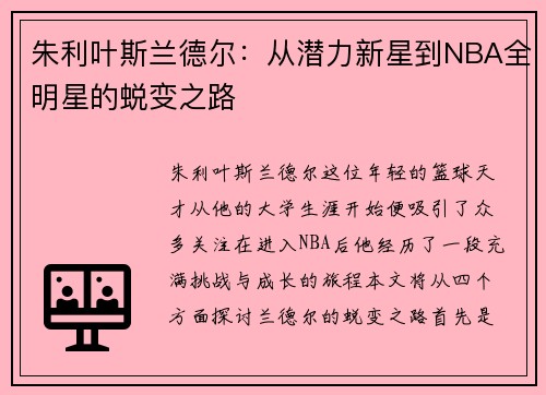 朱利叶斯兰德尔：从潜力新星到NBA全明星的蜕变之路